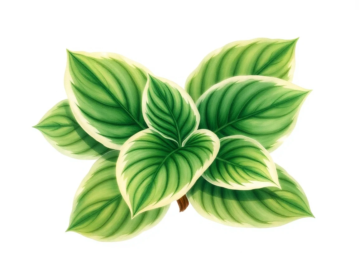 Watercolor illustration of Hosta 'Ichi Ban'