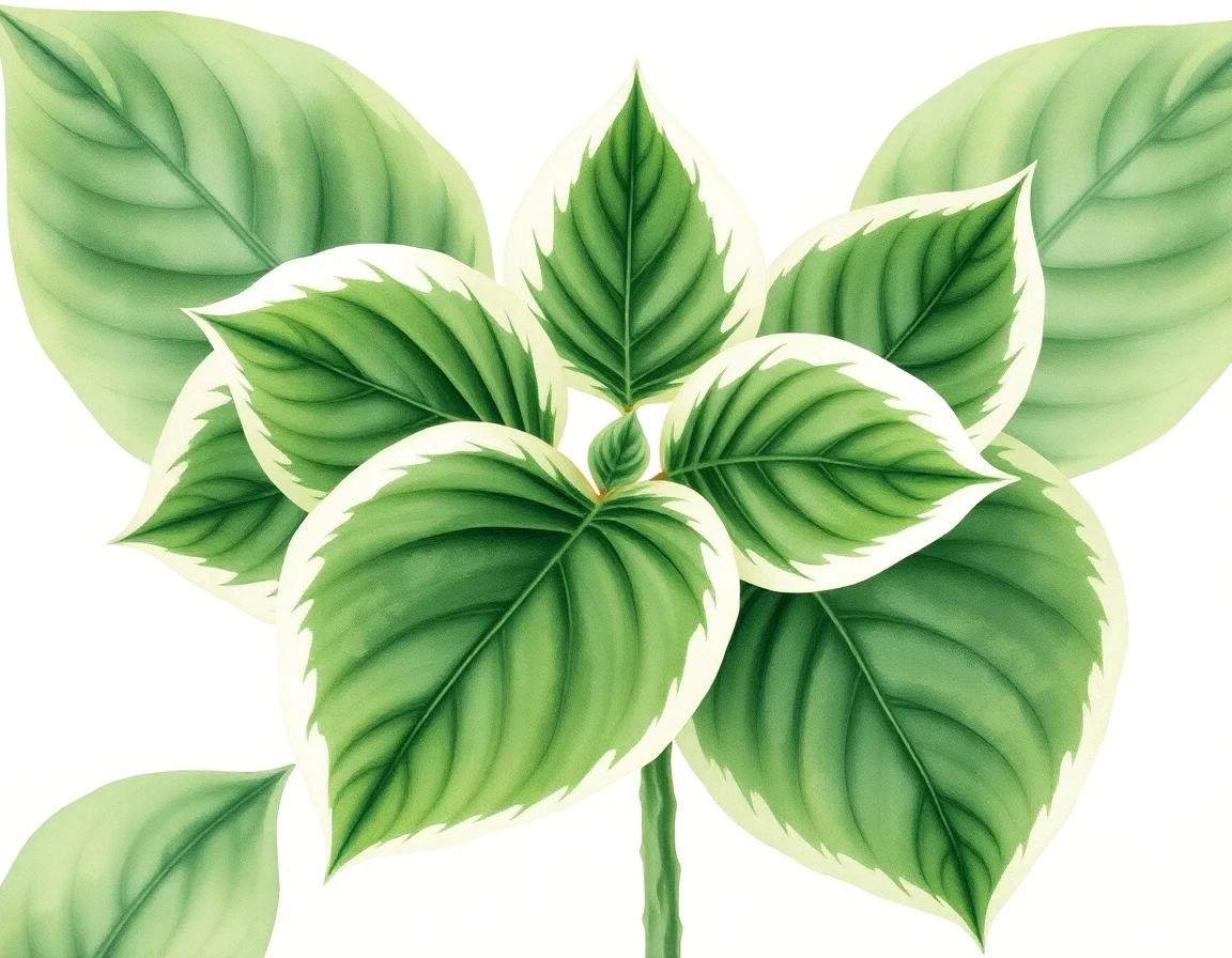 Watercolor illustration of Hosta 'Icy Halo'