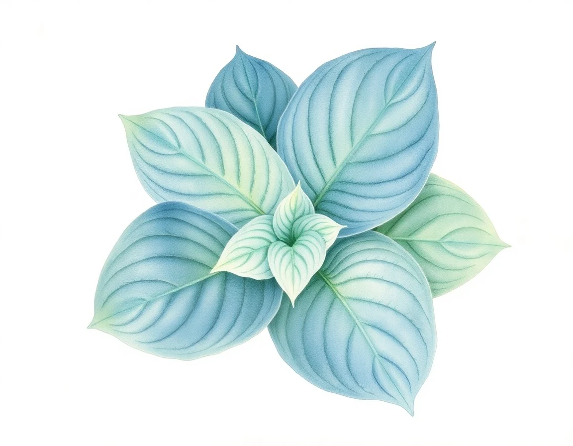 Watercolor illustration of Hosta 'Imperial Moth'