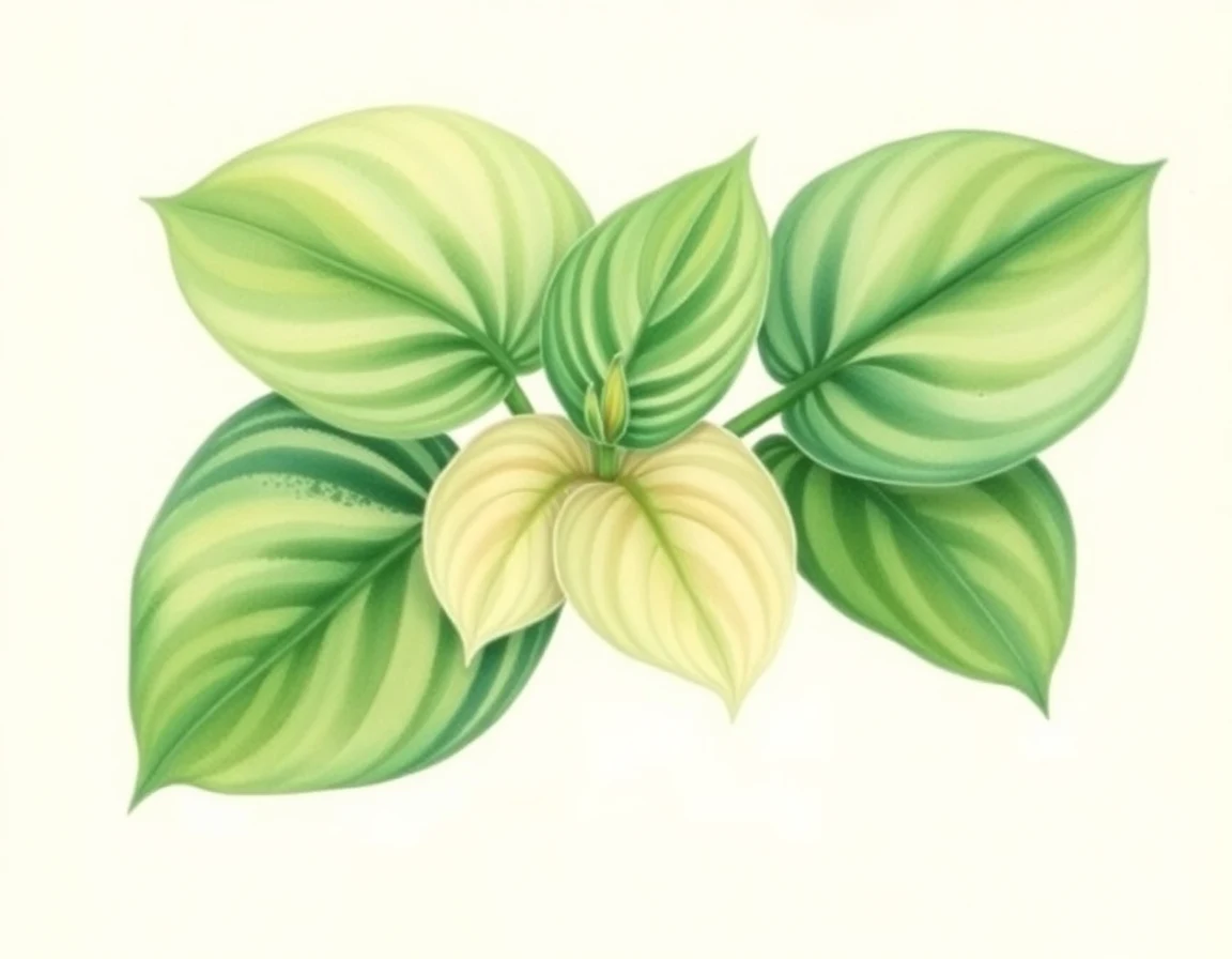 Watercolor illustration of Hosta 'Indian Feather'