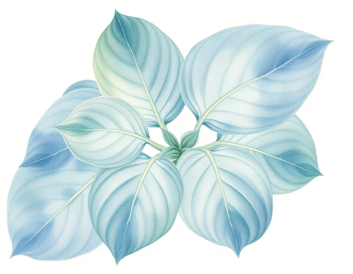 Watercolor illustration of Hosta 'Indianapolis Blue'