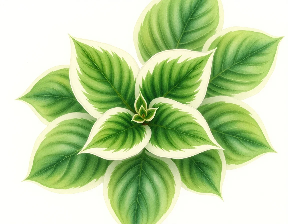 Watercolor illustration of Hosta 'Indy Parade Lap'