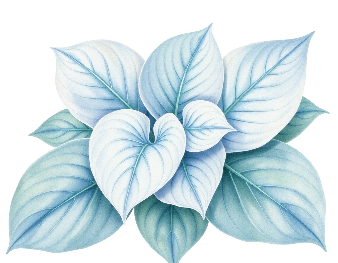 Watercolor illustration of Hosta 'Innisglow'