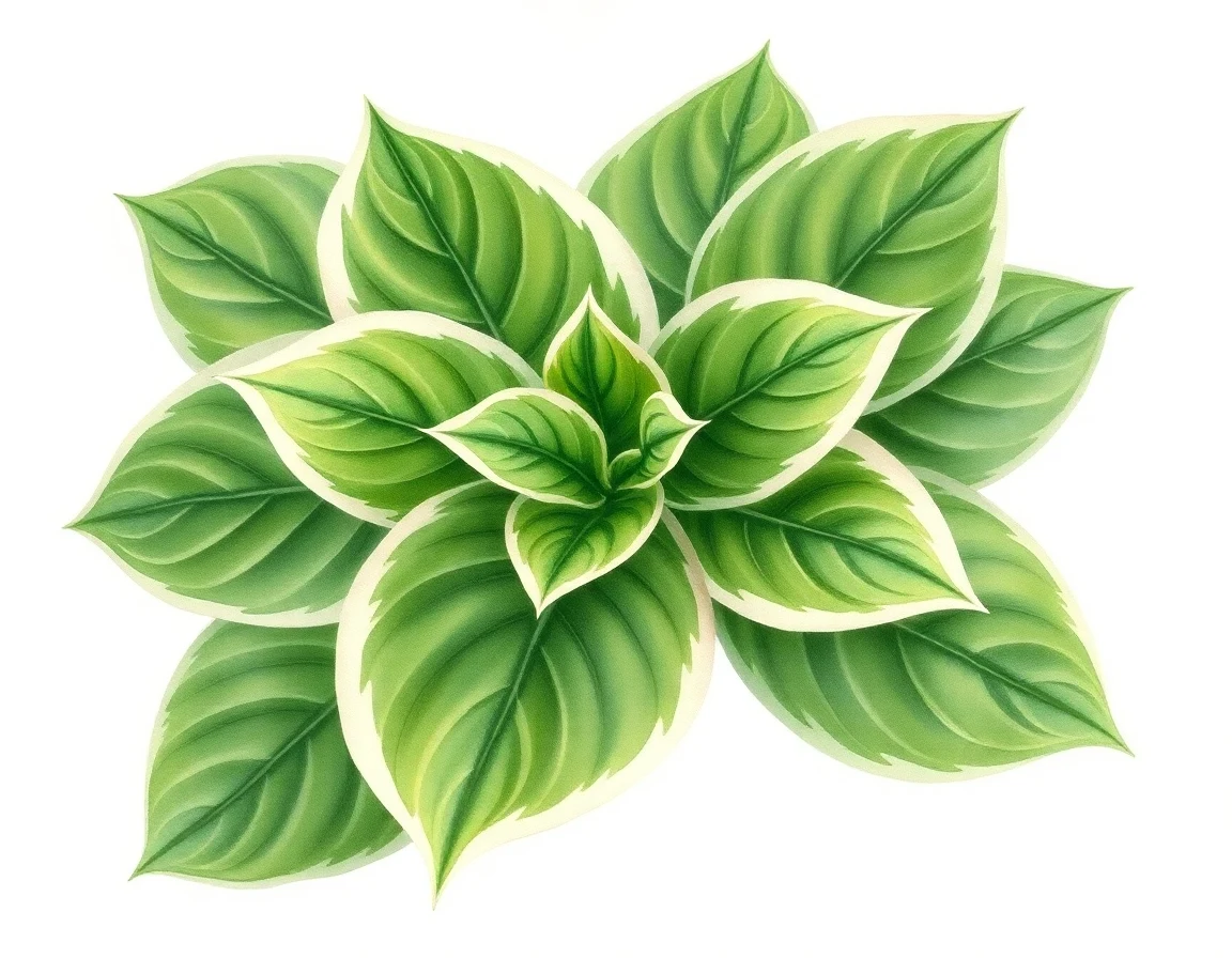 Watercolor illustration of Hosta 'Instant Gratification'