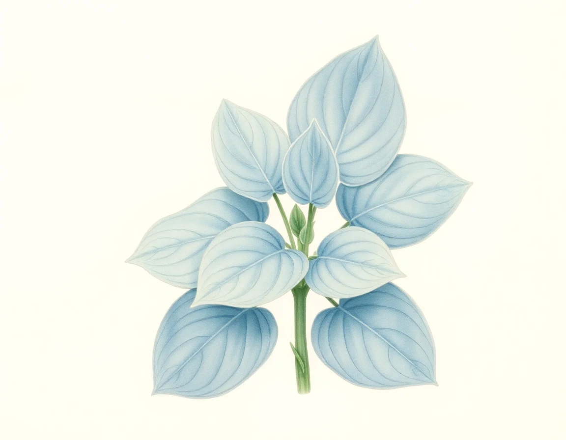 Watercolor illustration of Hosta 'Irische See'