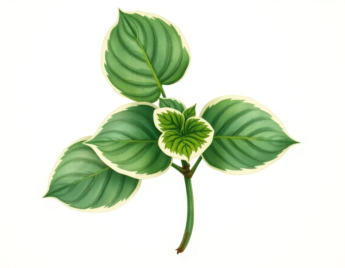 Watercolor illustration of Hosta 'Irish Jig'