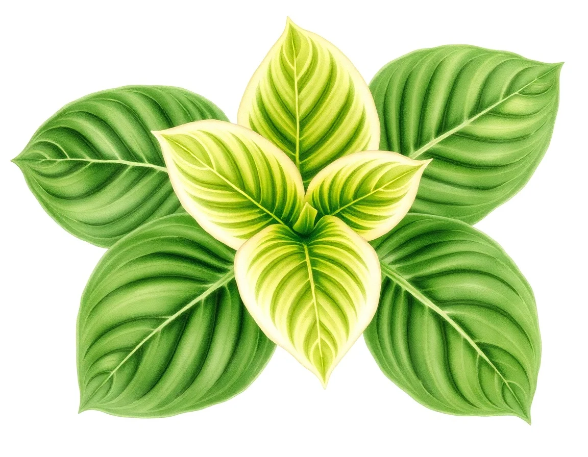 Watercolor illustration of Hosta 'Irish Mist'