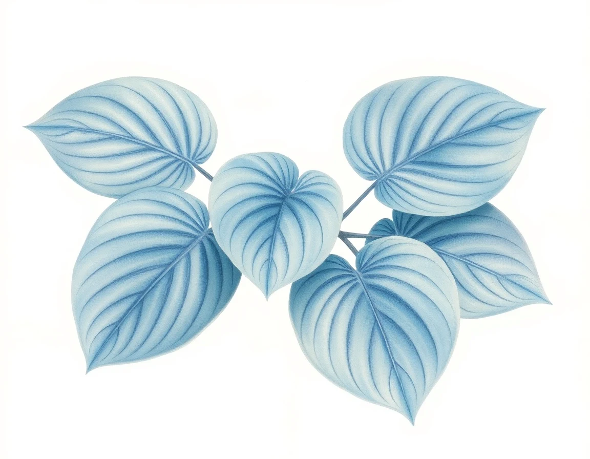 Watercolor illustration of Hosta 'Iron Curtain'