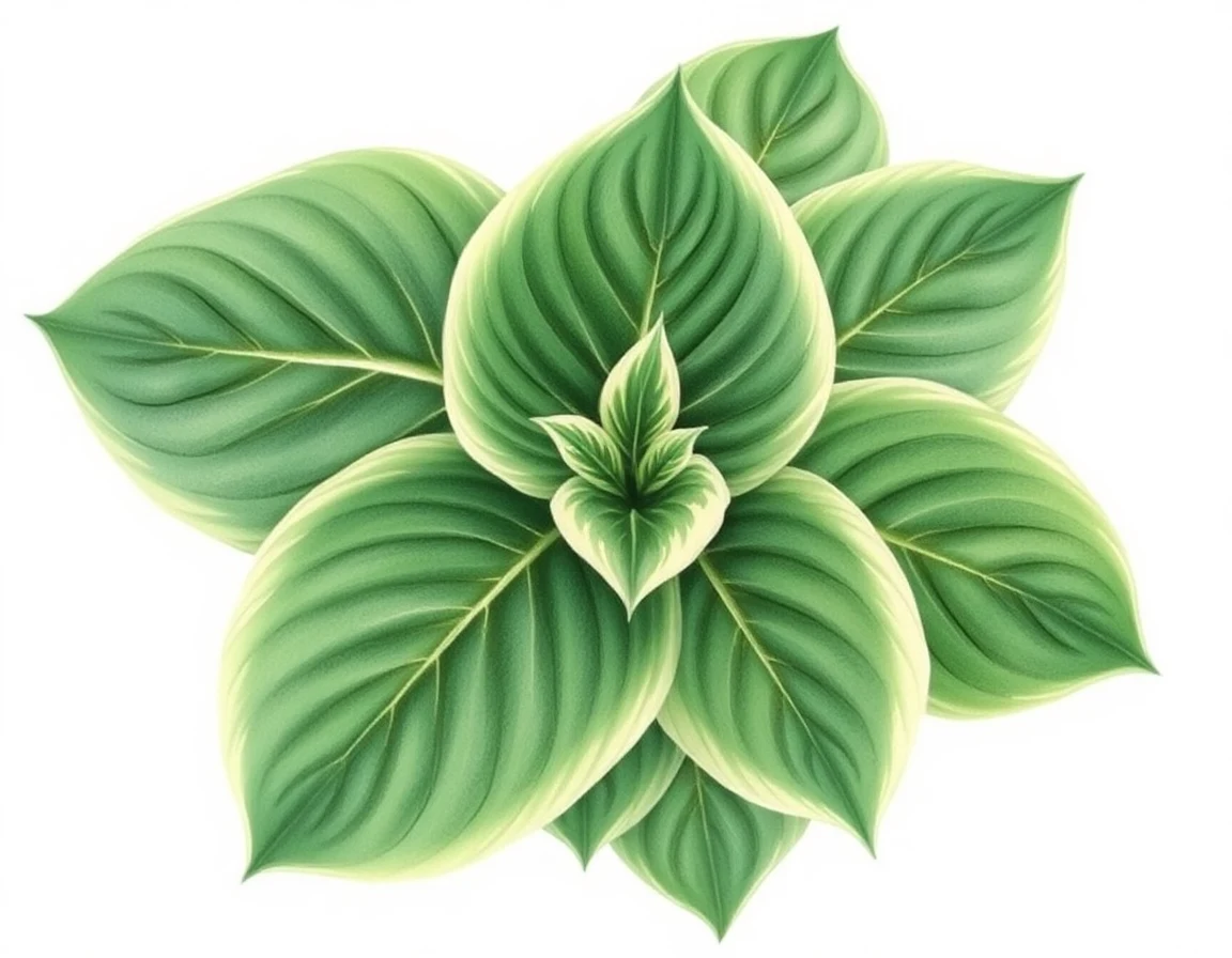 Watercolor illustration of Hosta 'Iron Gate Glamour'