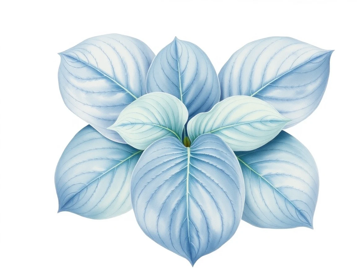 Watercolor illustration of Hosta 'Iroquois'