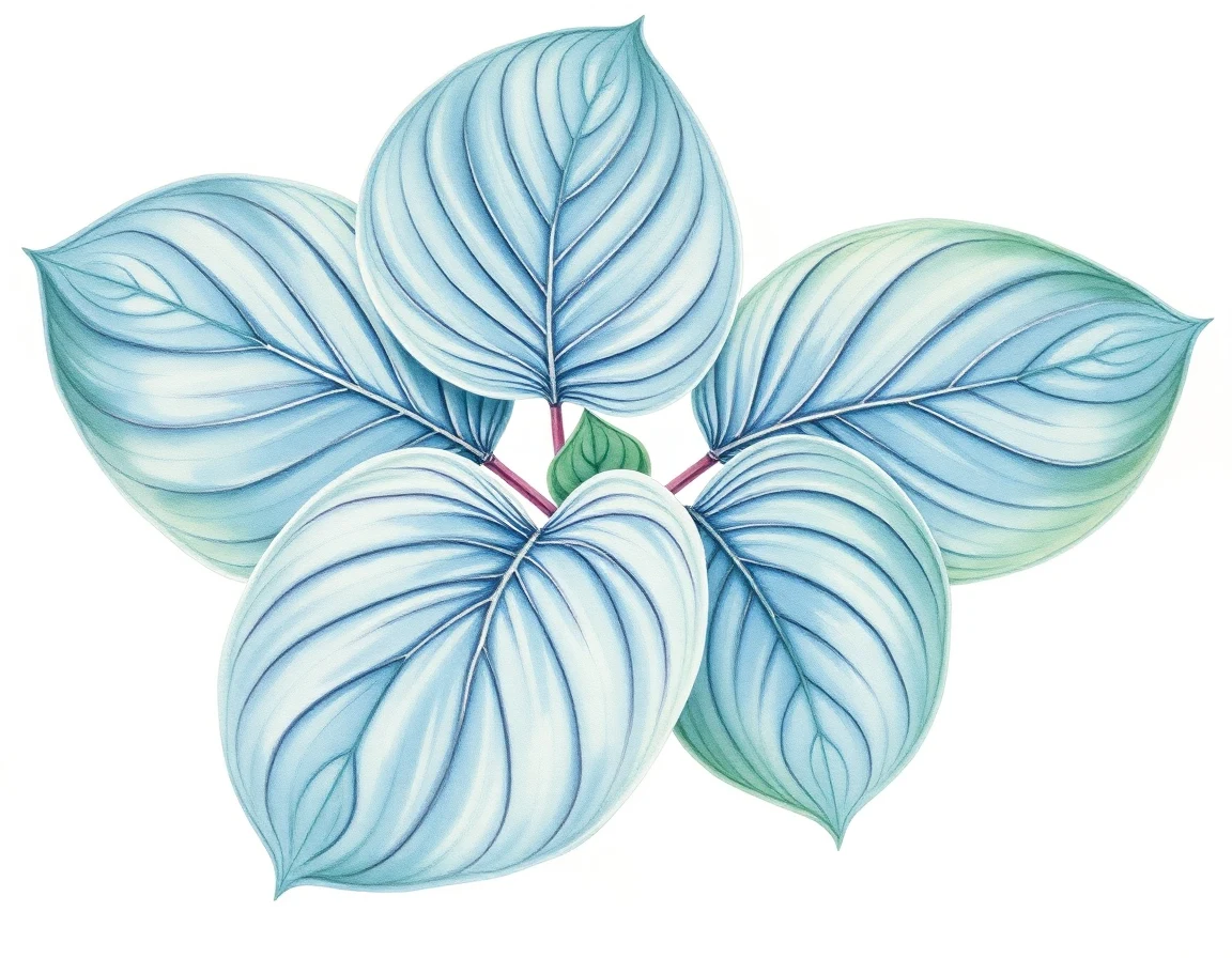 Watercolor illustration of Hosta 'Island Forest Gem'