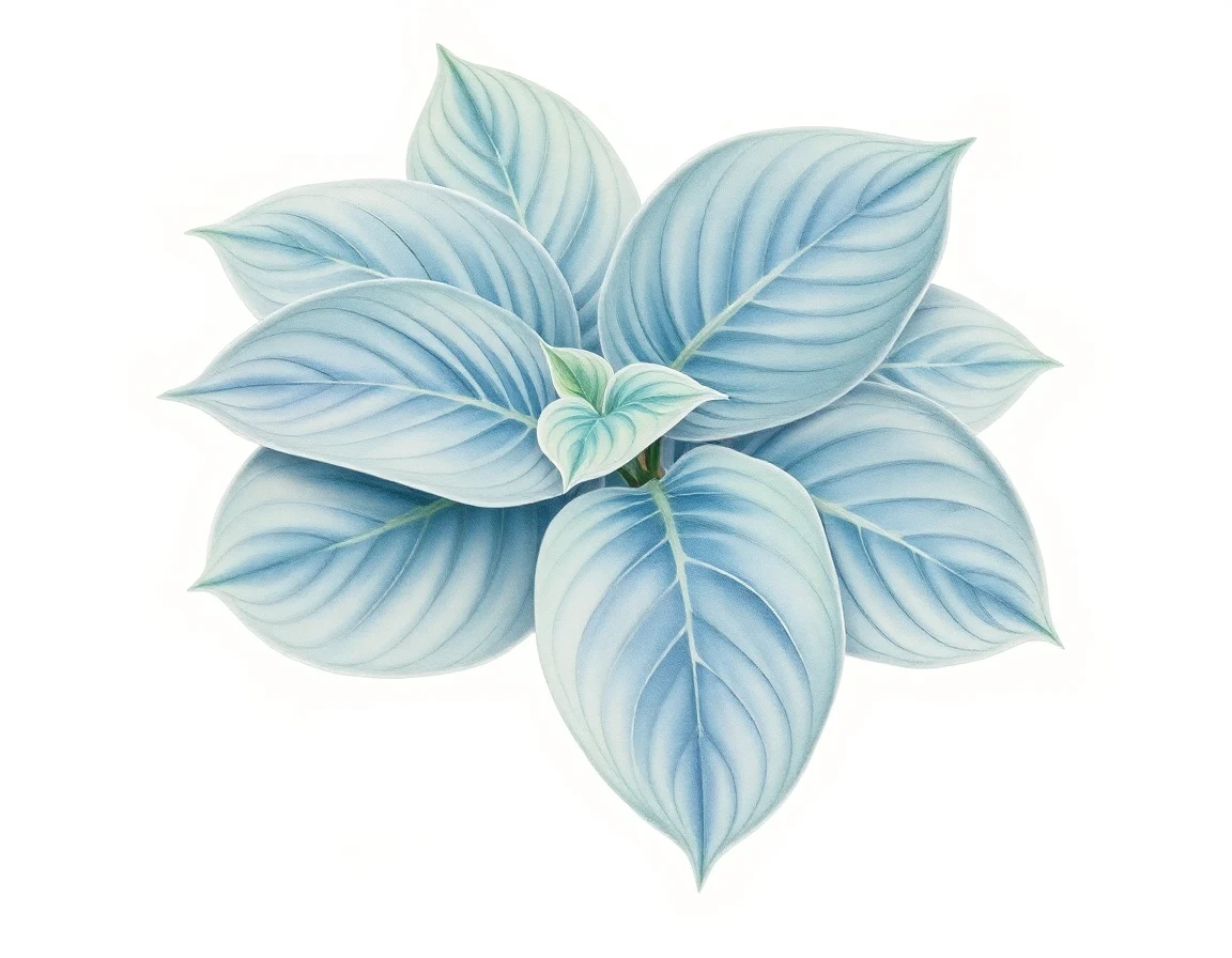 Watercolor illustration of Hosta 'Island Heartbreaker'