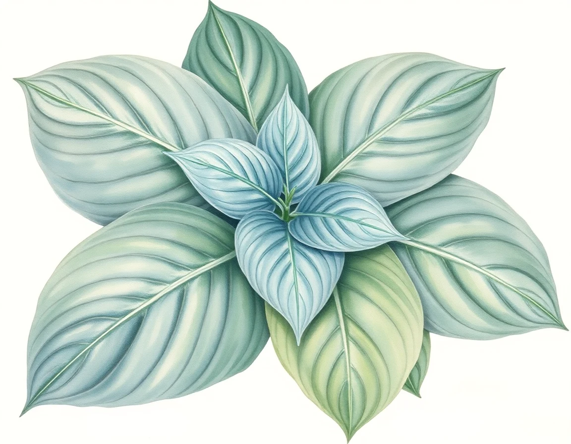 Watercolor illustration of Hosta 'Island Splendour'