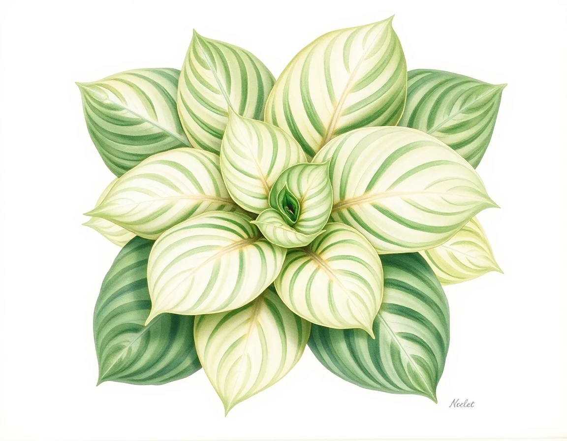 Watercolor illustration of Hosta 'Island Velvet'