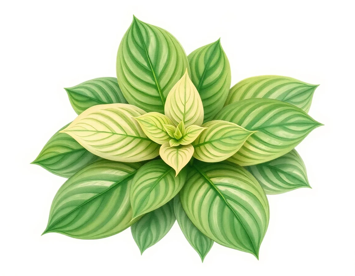 Watercolor illustration of Hosta 'Itasca'
