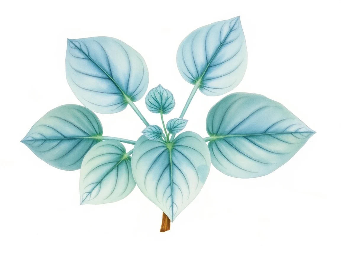 Watercolor illustration of Hosta 'Itty Bitty'