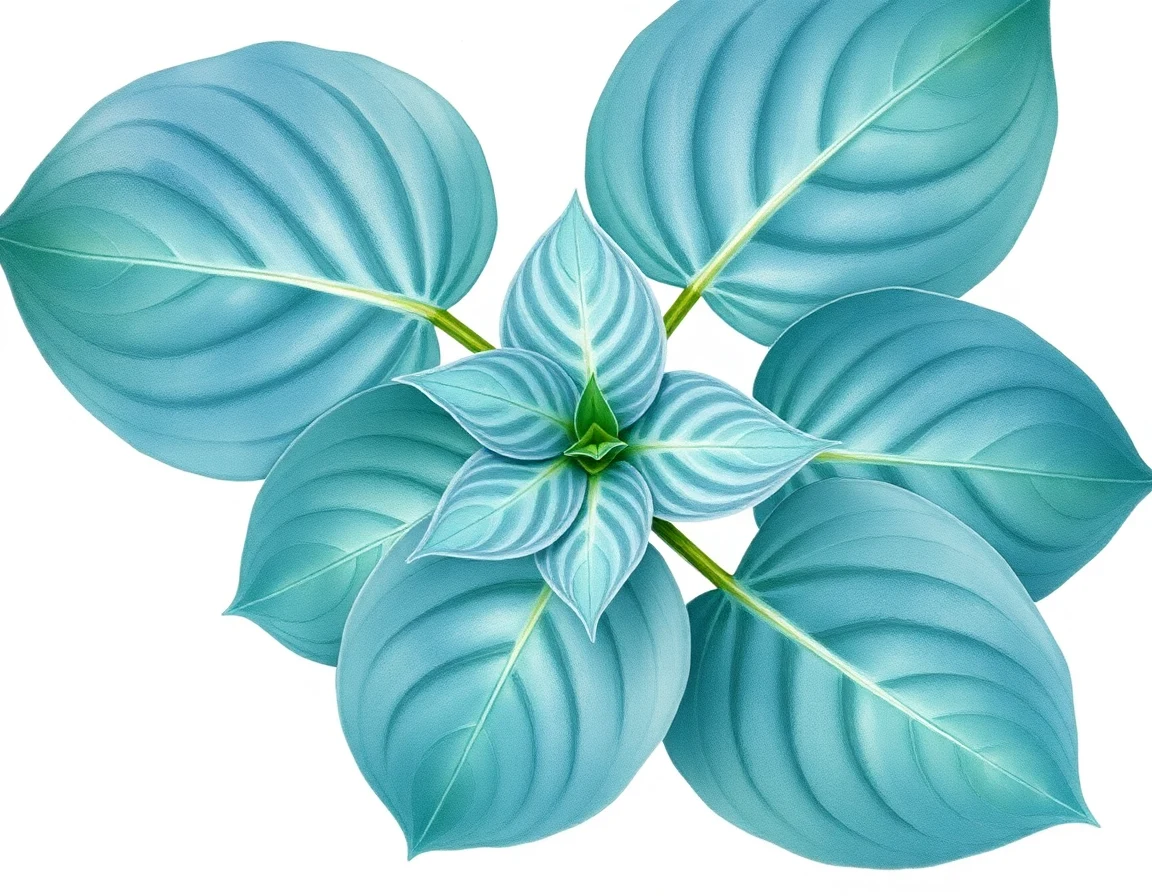 Watercolor illustration of Hosta 'Itty Rainbow'