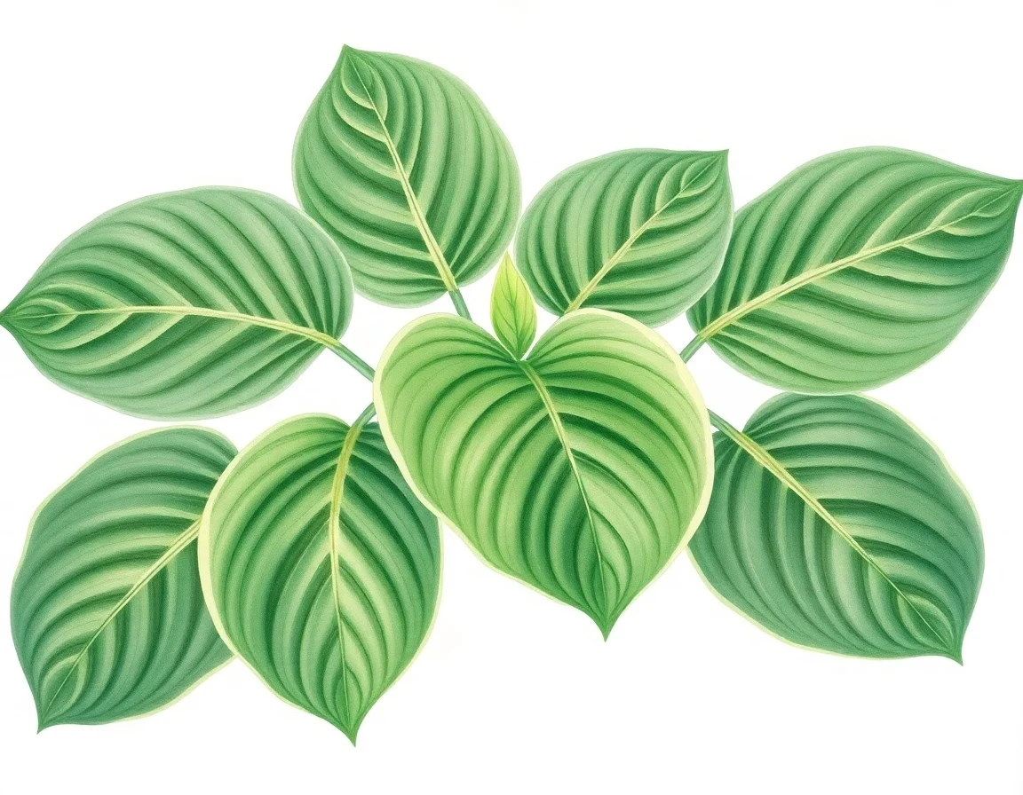 Watercolor illustration of Hosta 'Iva Delight'