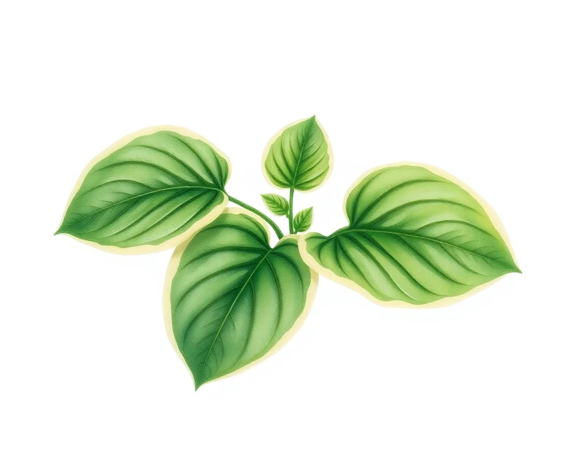 Watercolor illustration of Hosta 'Ivory Pixie'