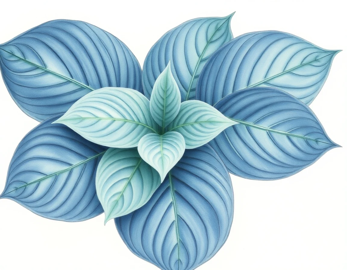 Watercolor illustration of Hosta 'Ivy Parody'