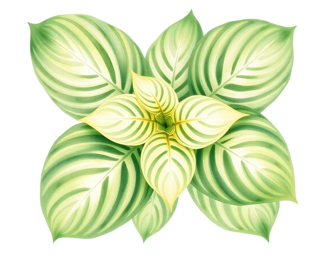 Watercolor illustration of Hosta 'Iwa Soules'
