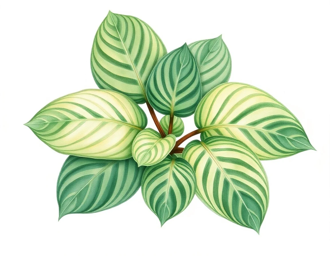 Watercolor illustration of Hosta 'Ka Ching'