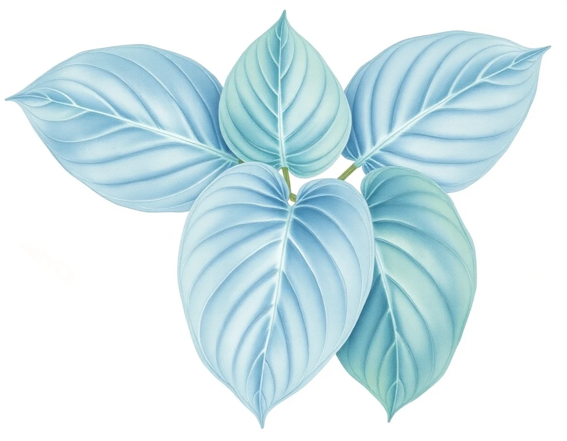 Watercolor illustration of Hosta 'Kabuki'