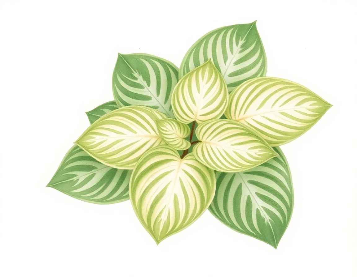 Watercolor illustration of Hosta 'Kelsey'