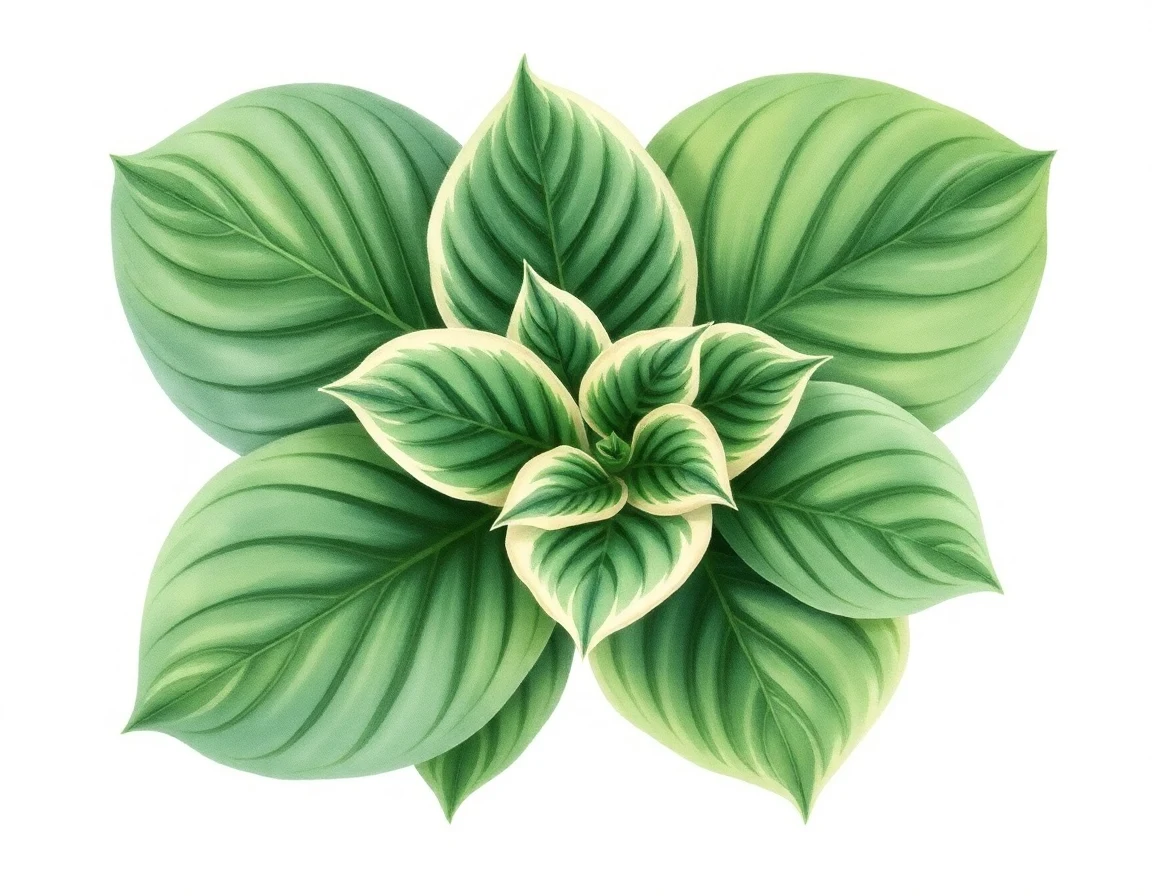 Watercolor illustration of Hosta 'Kenzie'