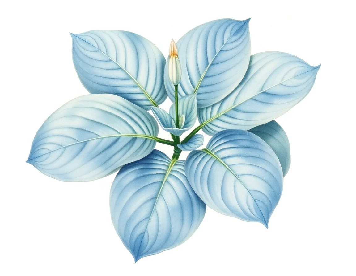 Watercolor illustration of Hosta 'Keuka Kiss'