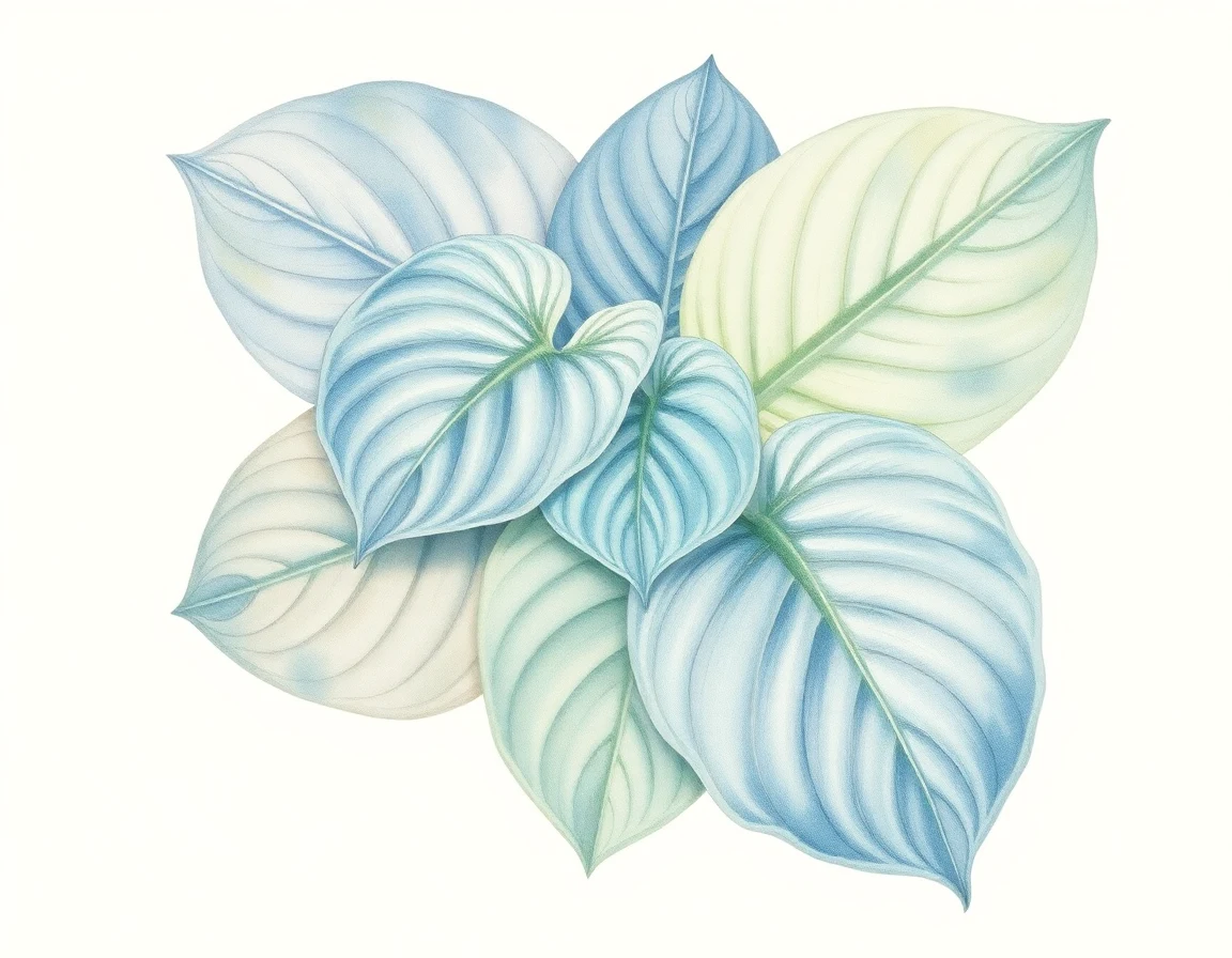 Watercolor illustration of Hosta 'Keuka Love'