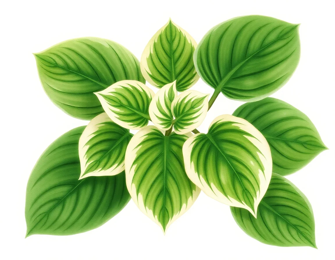 Watercolor illustration of Hosta 'Kifukurin Ubatake'