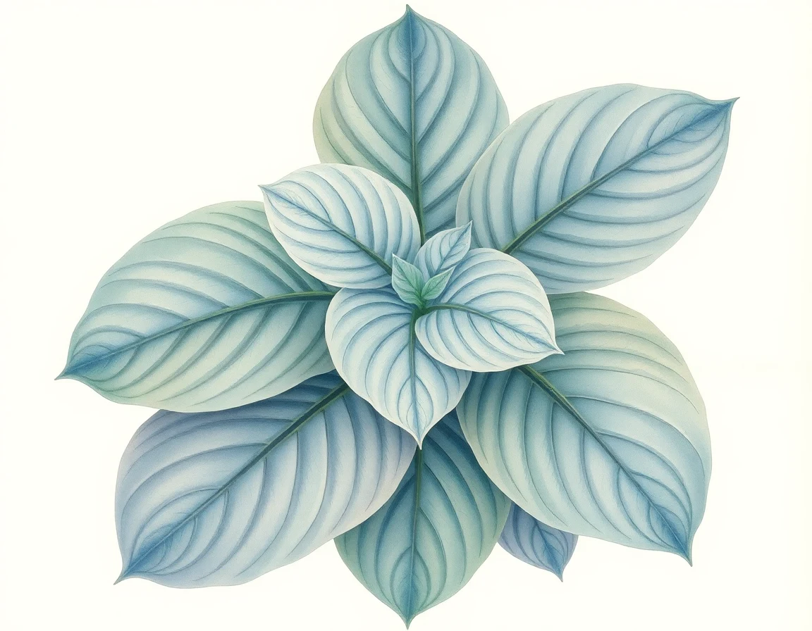 Watercolor illustration of Hosta 'Kinba'