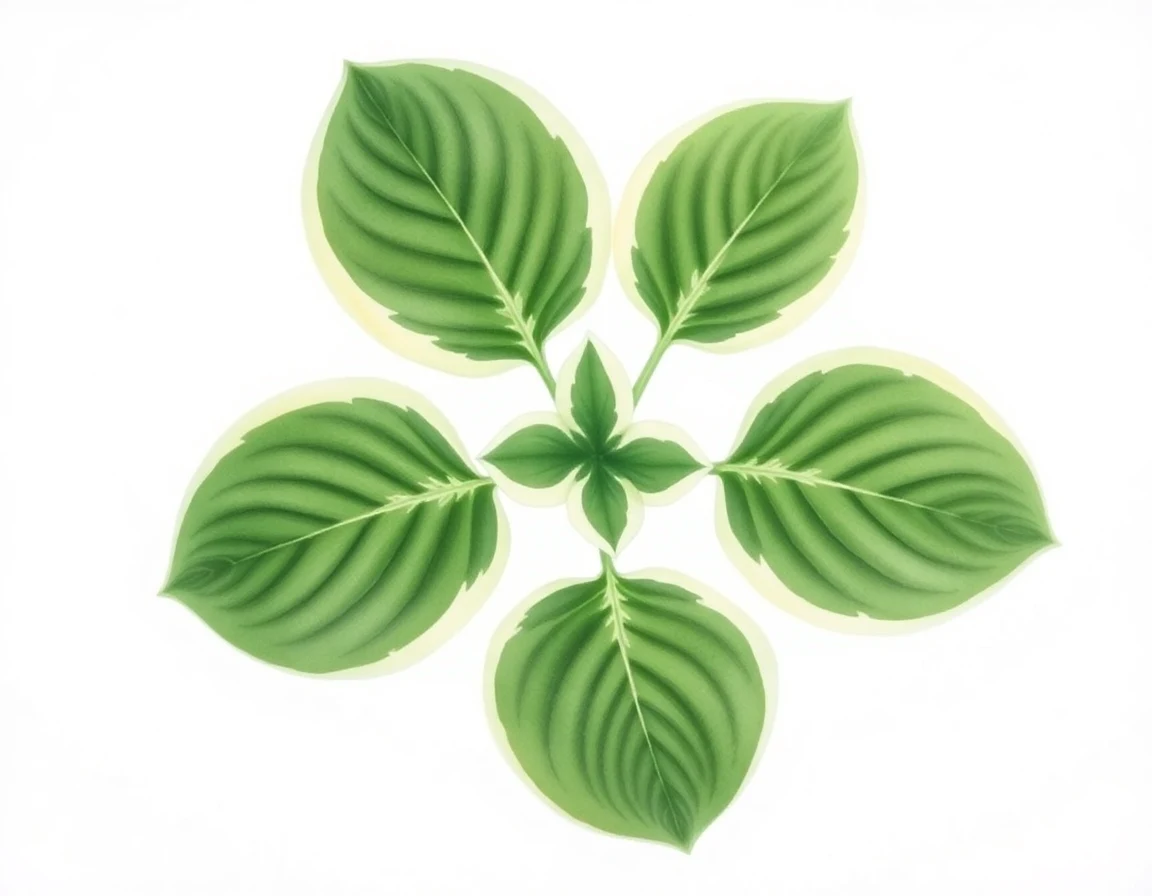 Watercolor illustration of Hosta 'Kinbuchi Tachi'