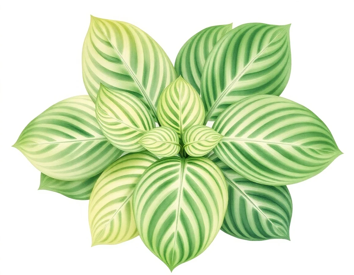 Watercolor illustration of Hosta 'King Lizard'