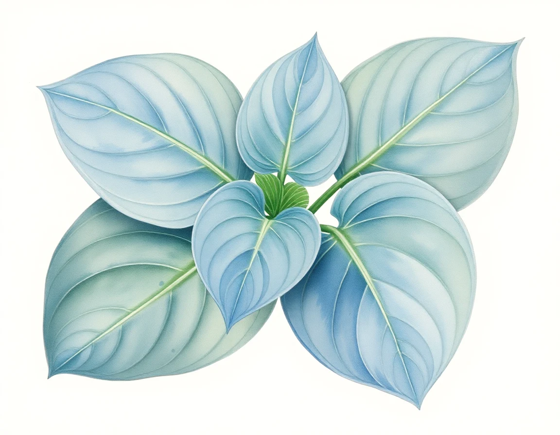 Watercolor illustration of Hosta 'Kiowa'