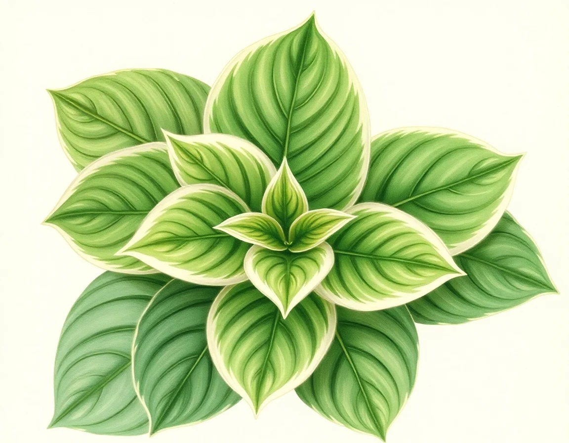 Watercolor illustration of Hosta 'Kissing Cousin'