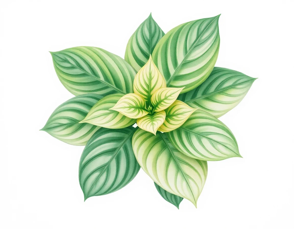 Watercolor illustration of Hosta 'Kiwi Black Magic'