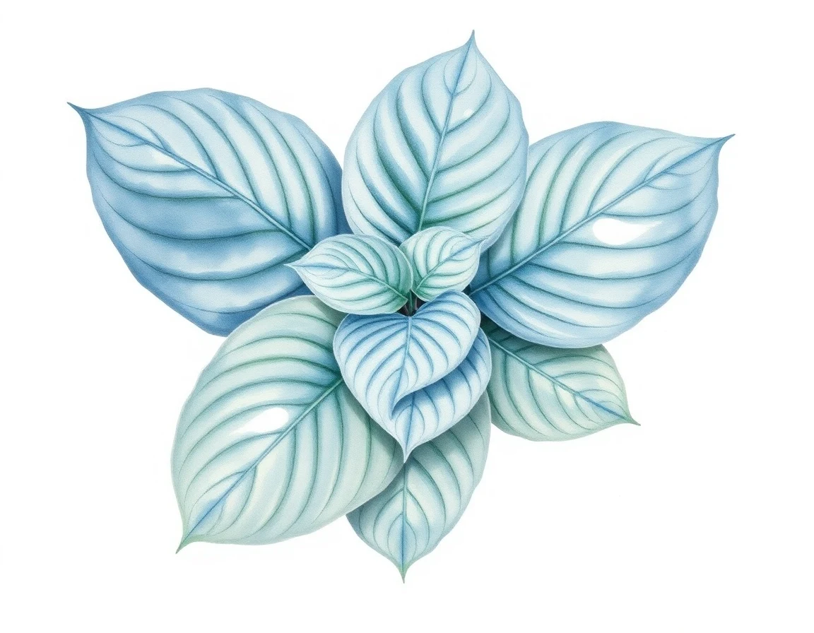 Watercolor illustration of Hosta 'Kiwi Hippo'