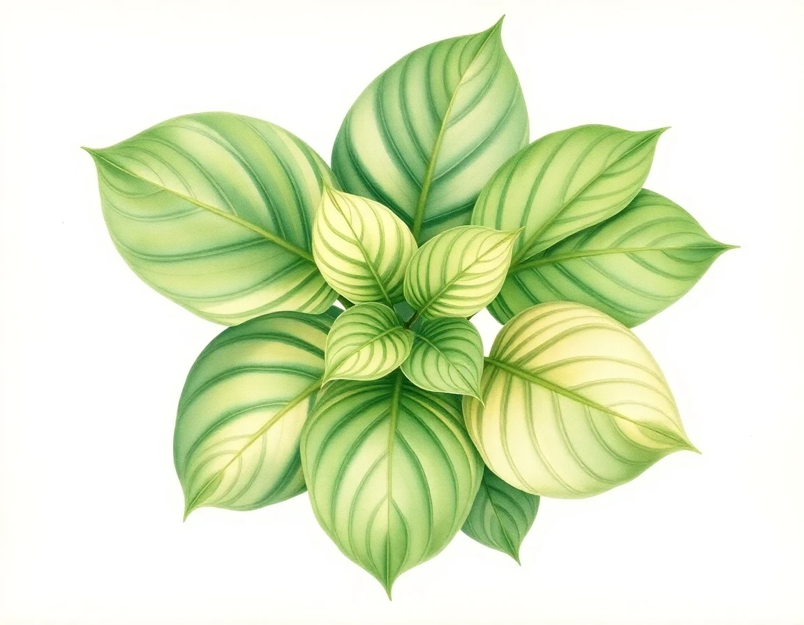 Watercolor illustration of Hosta 'Kiwi Milky Way'