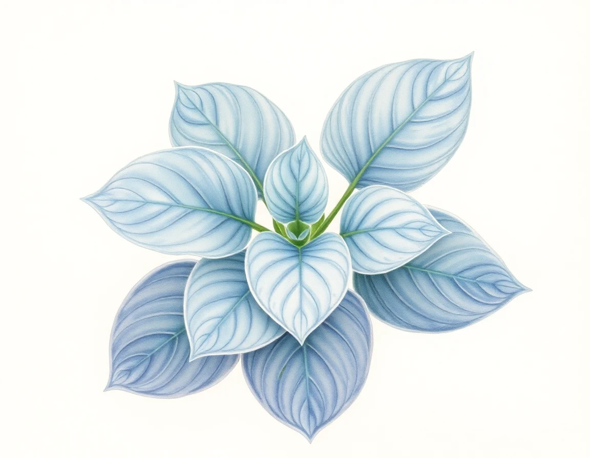 Watercolor illustration of Hosta 'Kiwi Minnie Blue'