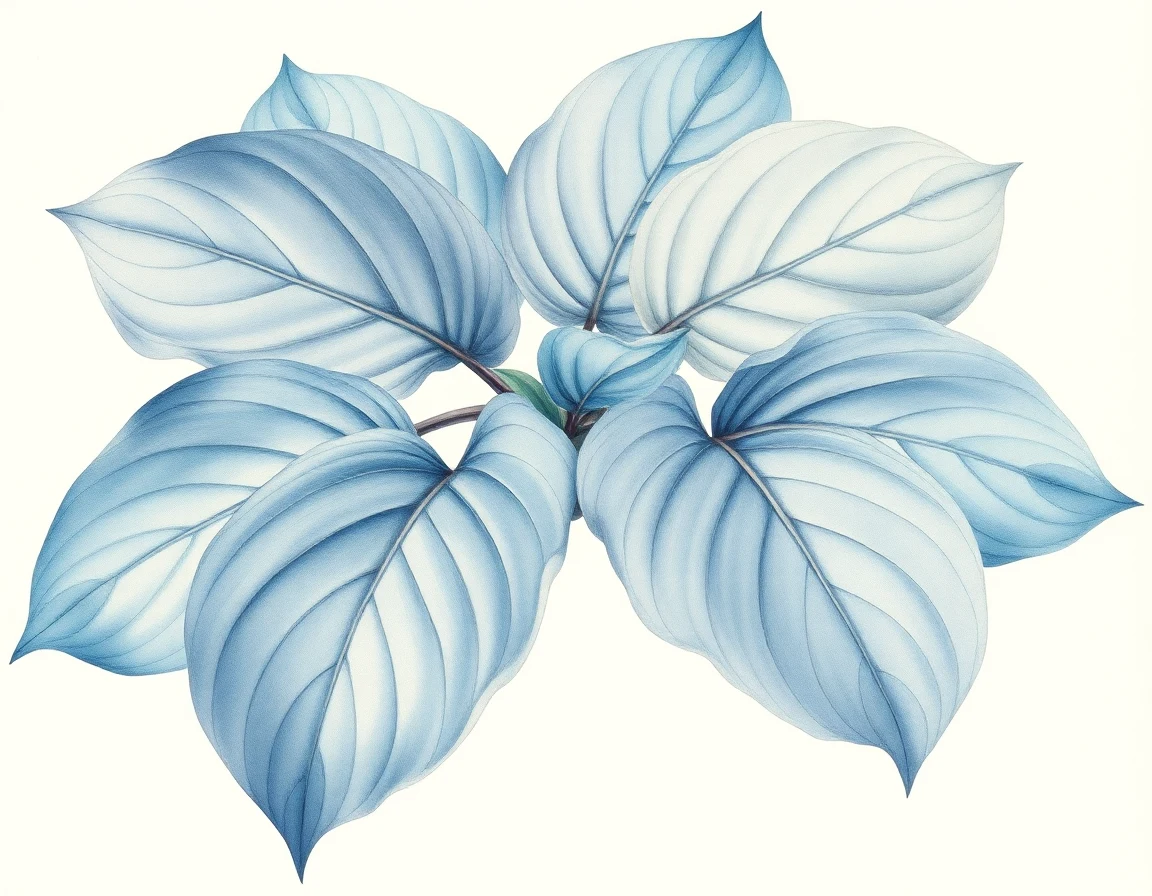 Watercolor illustration of Hosta 'Kiwi Parasol'