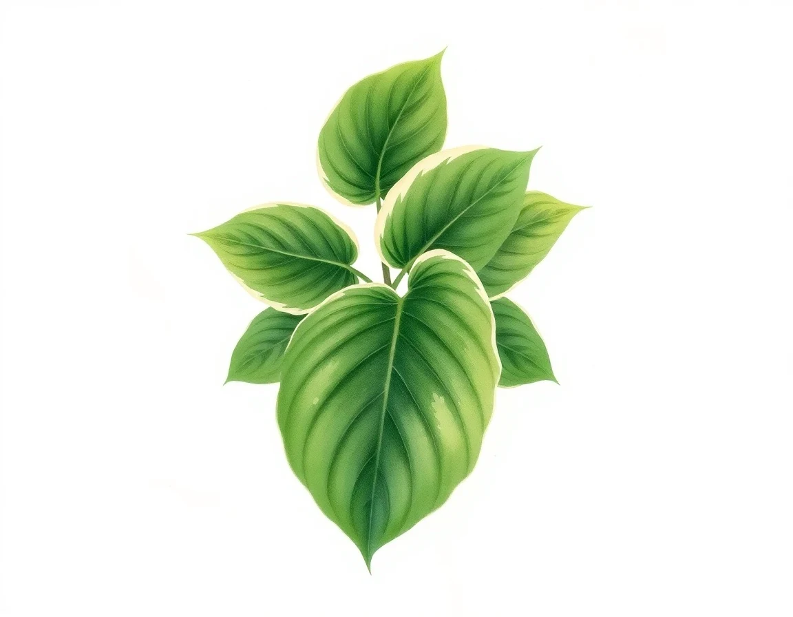 Watercolor illustration of Hosta 'Kiwi Splash'
