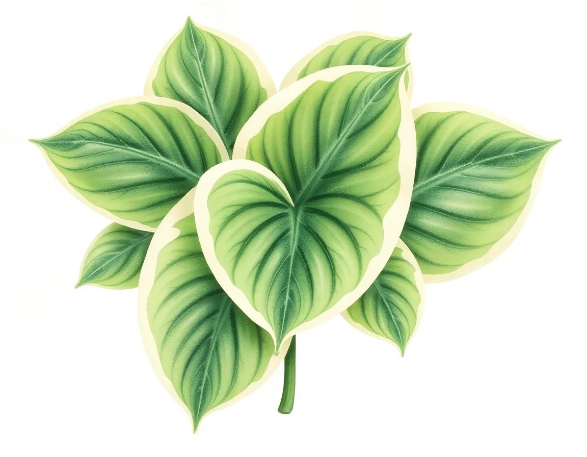 Watercolor illustration of Hosta 'Klopping Variegated'