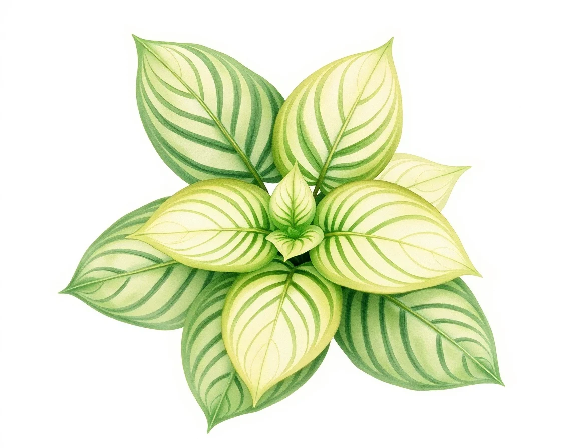 Watercolor illustration of Hosta 'Ko Mame'