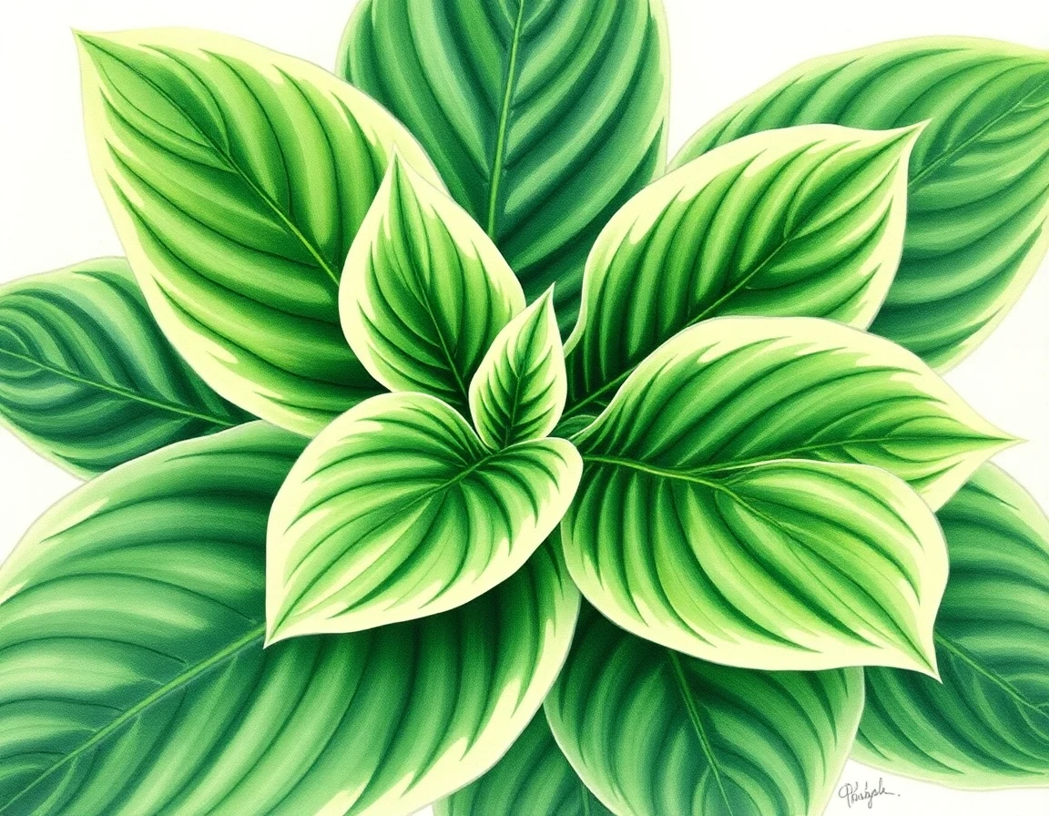 Watercolor illustration of Hosta 'Ko Seto'