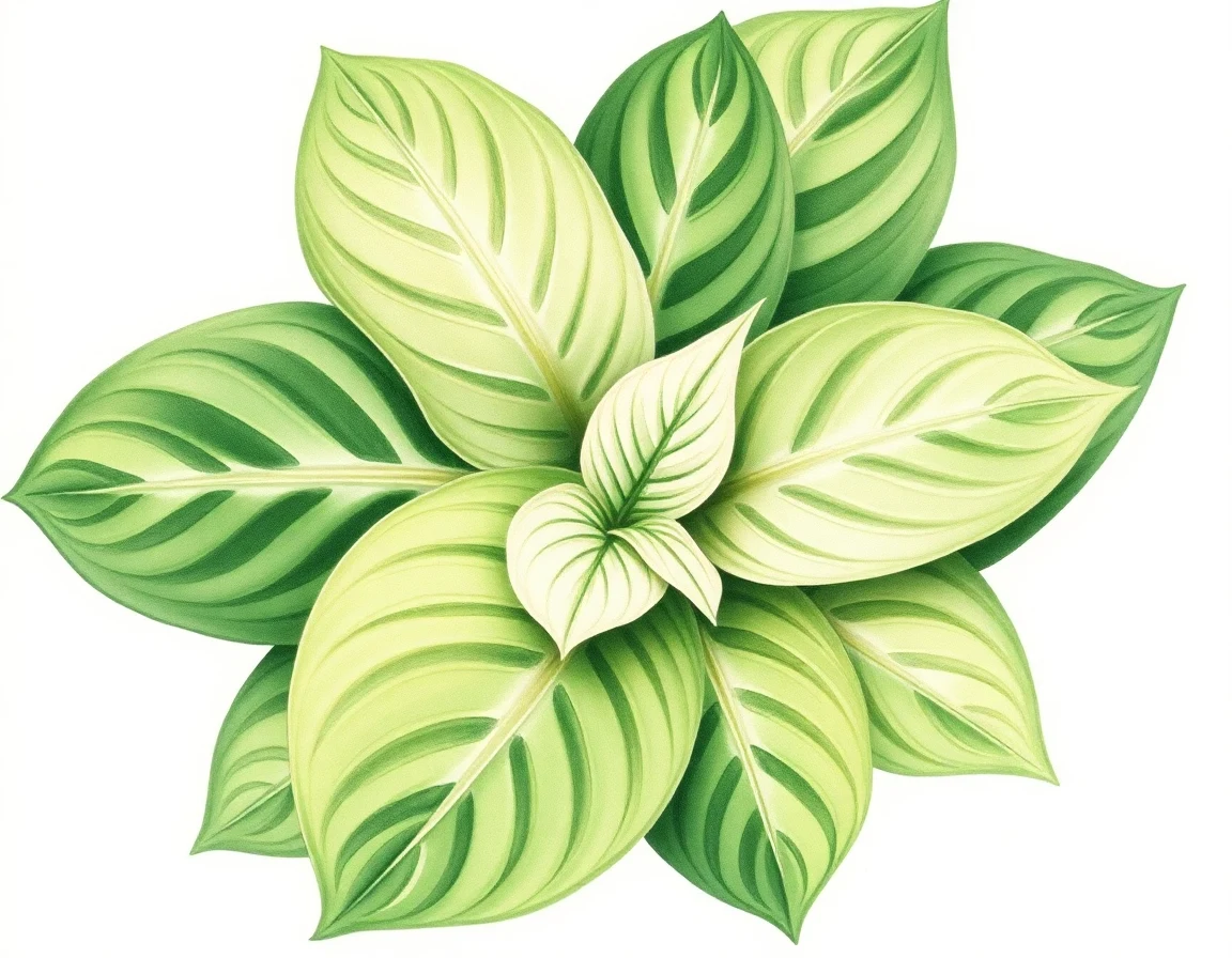 Watercolor illustration of Hosta 'Konkubine'