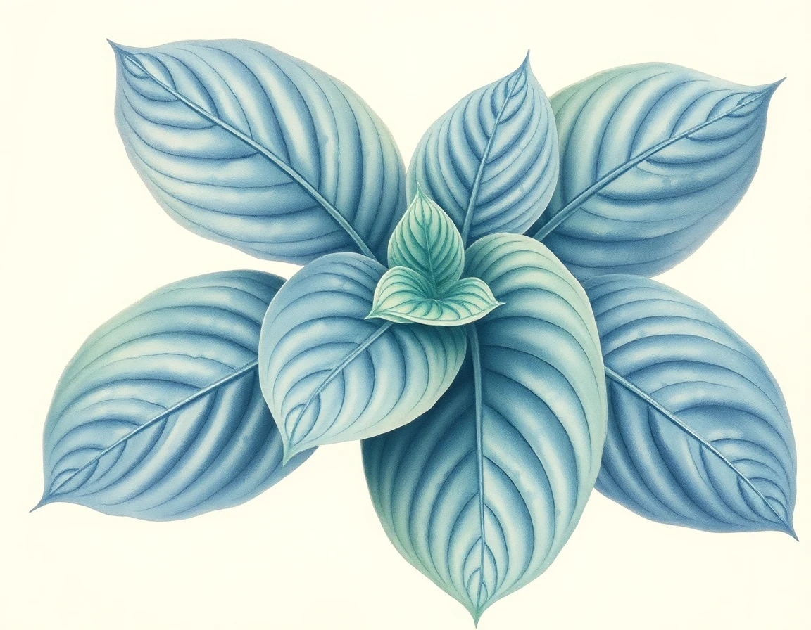 Watercolor illustration of Hosta 'Krinkle Twist'