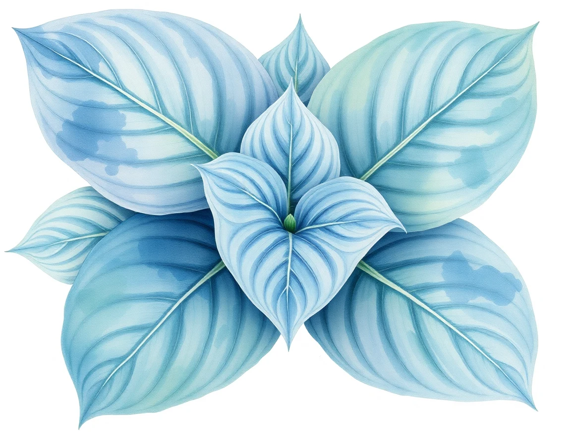 Watercolor illustration of Hosta 'Krinkled Joy'