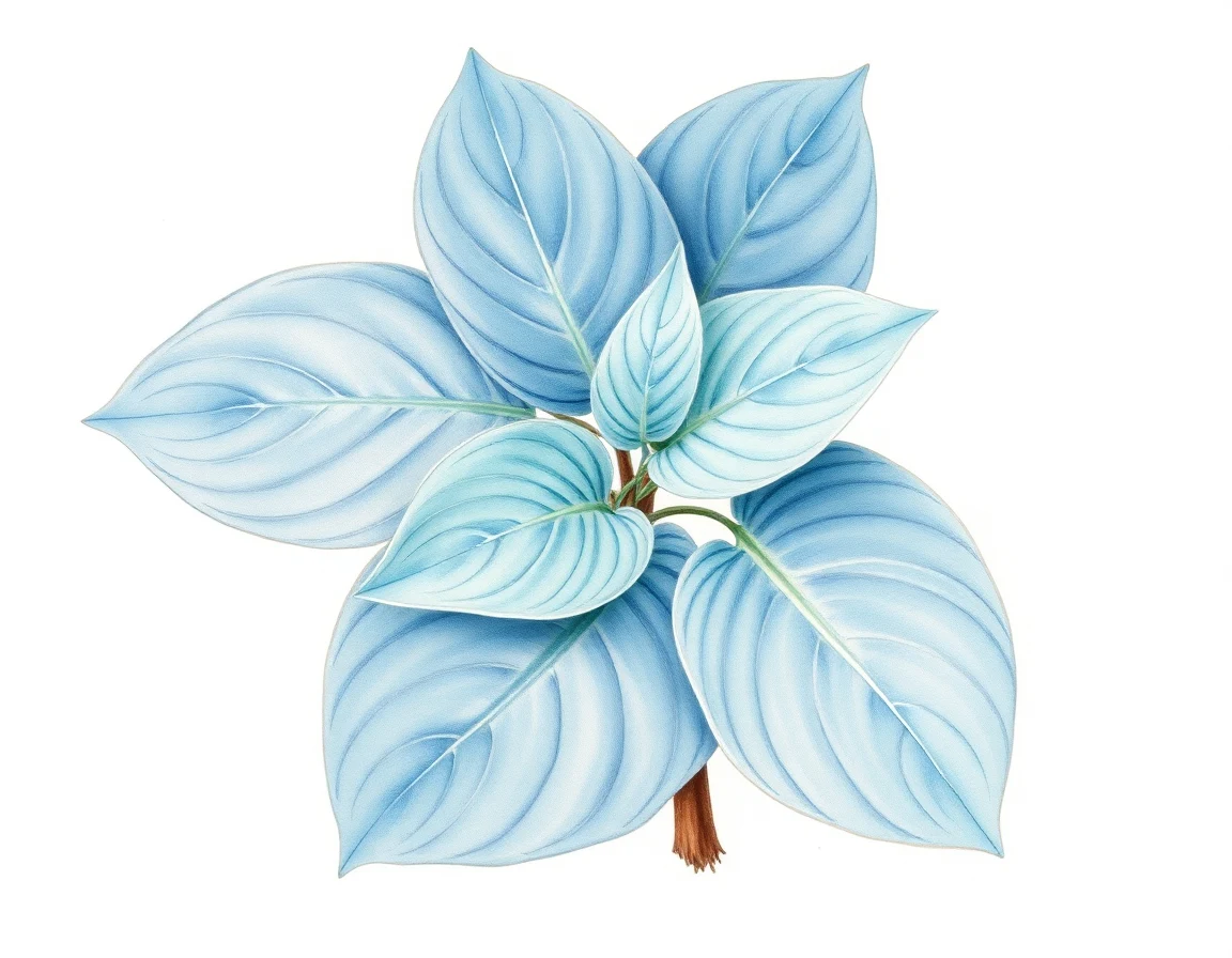 Watercolor illustration of Hosta 'Krossa Broad Band'